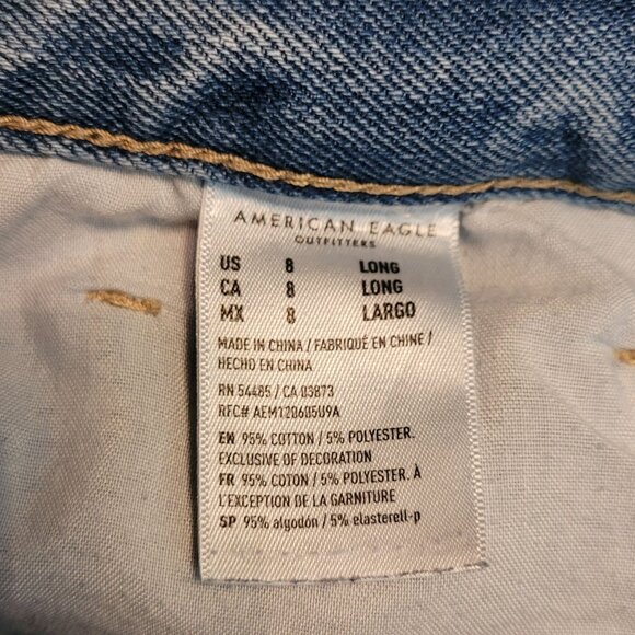 American Eagle Jeans 8 L High Rise Mom Medium Light Wash Stretch Denim - Picture 5 of 10